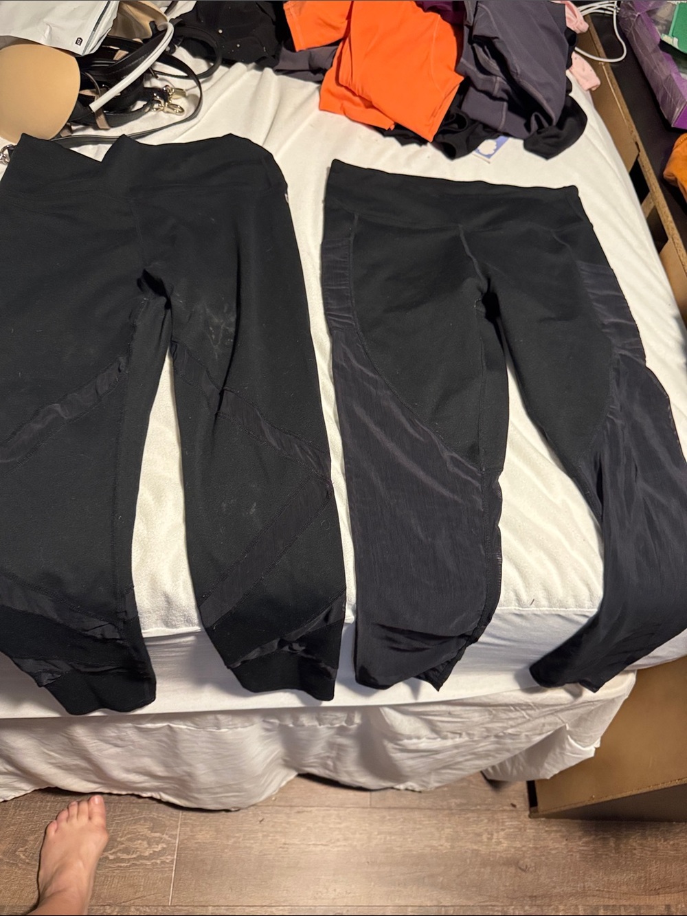 Fabletics Black Women's Active Leggings Pair with mesh serials